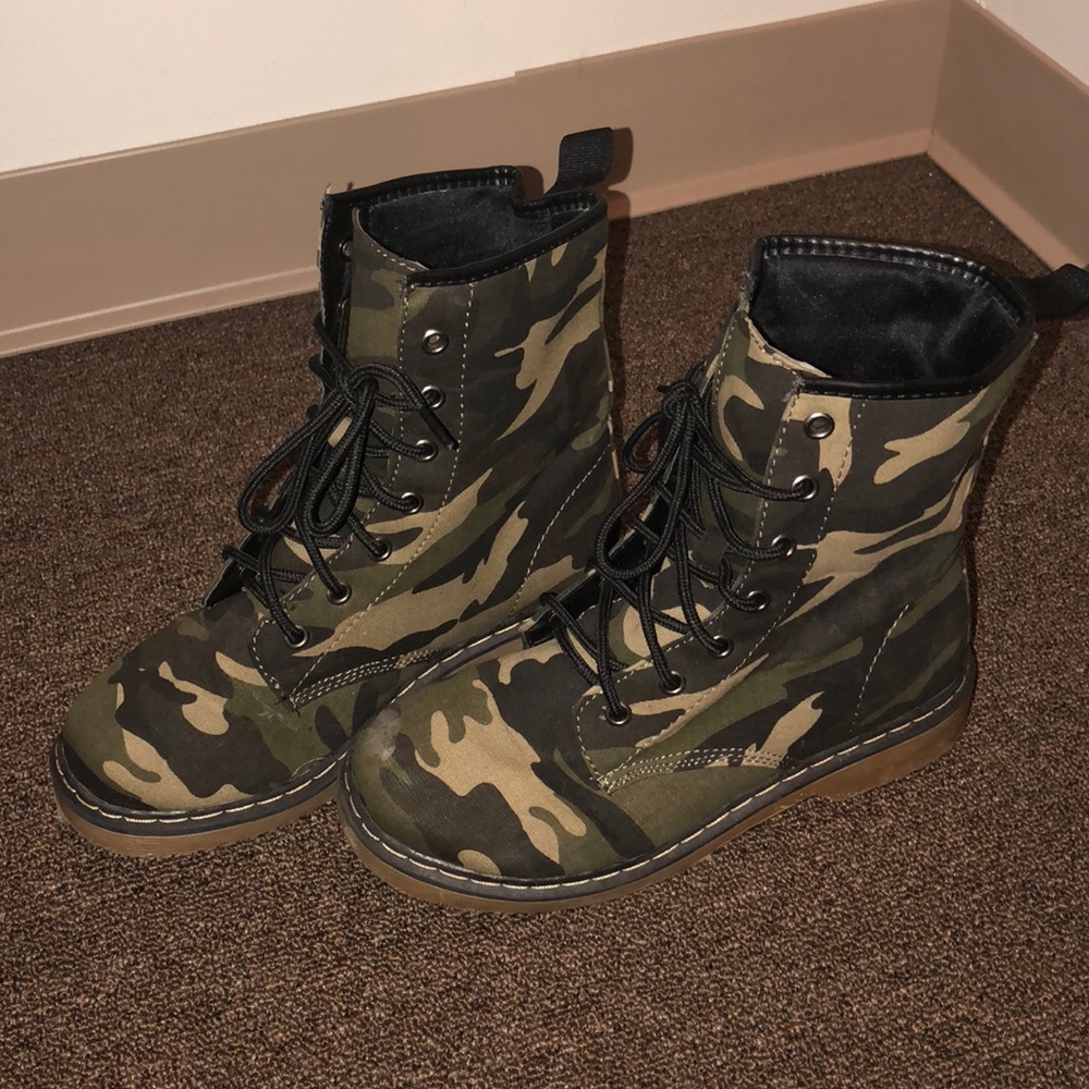 Camo Print Combat Boots